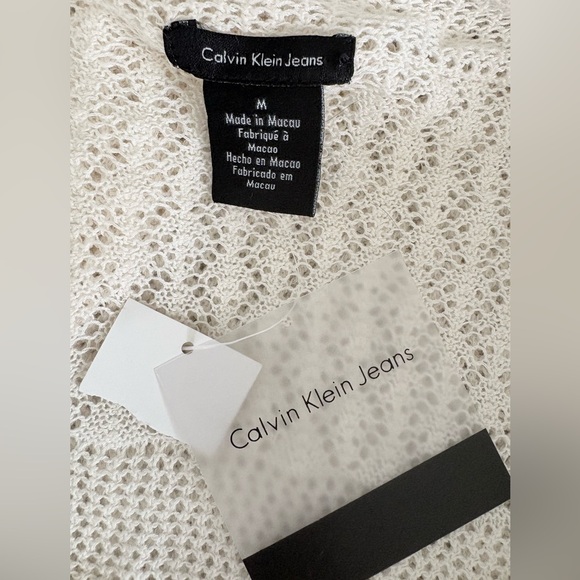 NWT CALVIN KLEIN linen & cotton cream beach cover up tunic SWIM summer dress M - Picture 11 of 12